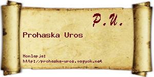 Prohaska Uros névjegykártya